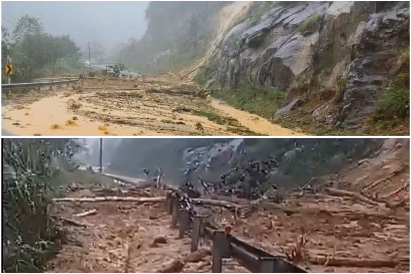 Hiện tại giao thông từ Nha Trang – Đà Lạt đang bị chia cắt do sạt lở.