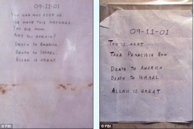 Những lá thư mang chứa trực khuẩn gây bệnh than ở Mỹ năm 2001