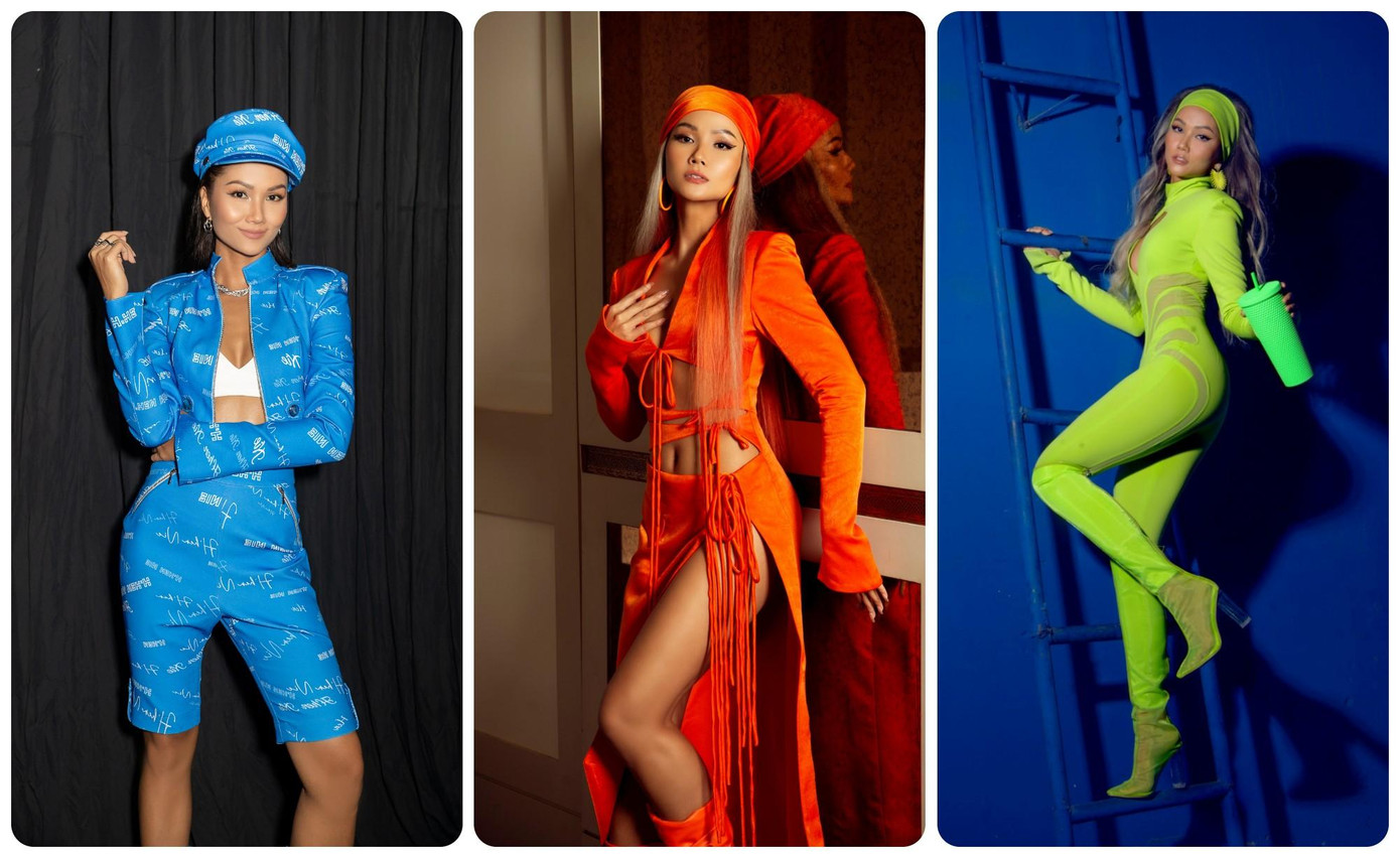 Hoa hậu H'Hen Niê cân mọi loại trang phục có gam màu neon.