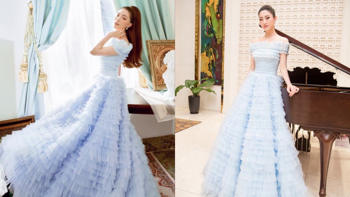 Diện cùng thiết kế với Hoa hậu Lương Thùy Linh, mẹ bé Bo vẫn toát lên thần thái như một nàng công chúa. Bộ váy với phần bèo nhún cách điệu giúp tăng thêm vẻ kiêu sa cho người mặc. Diện cùng thiết kế với Hoa hậu Lương Thùy Linh, mẹ bé Bo vẫn toát lên thần thái như một nàng công chúa. Bộ váy với phần bèo nhún cách điệu giúp tăng thêm vẻ kiêu sa cho người mặc.