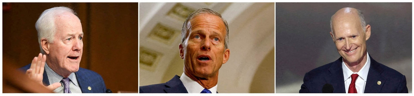 Từ trái sang: Ông John Cornyn, ông John Thune và ông Rick Scott. (Ảnh: Reuters)