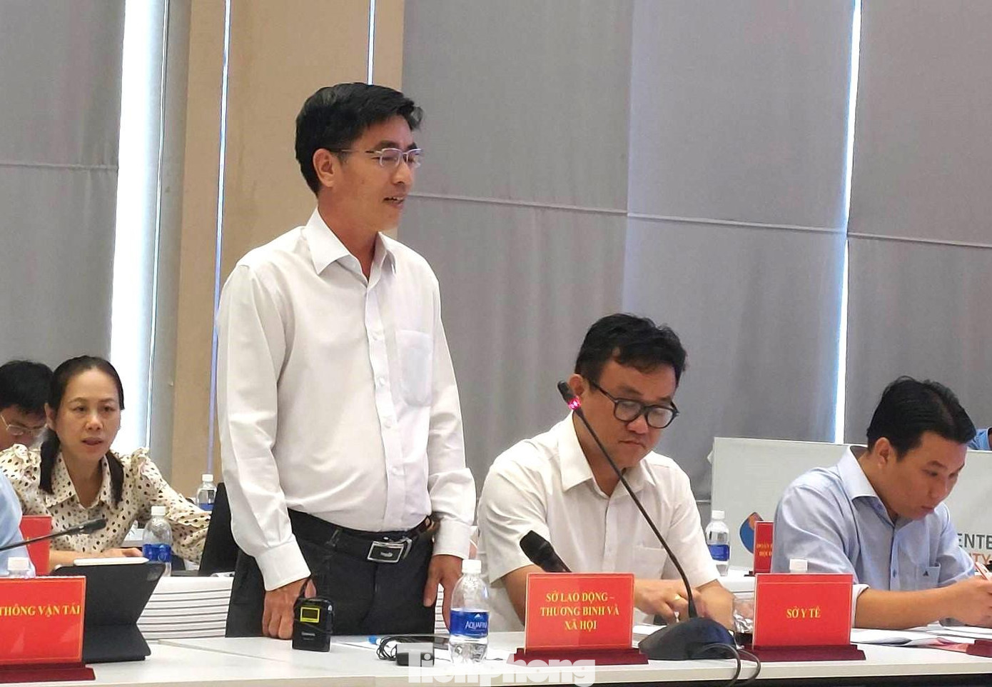 Phó giám đốc Sở LĐTB&amp;XH tỉnh Bình Dương Phạm Văn Tuyên thông tin tại họp báo