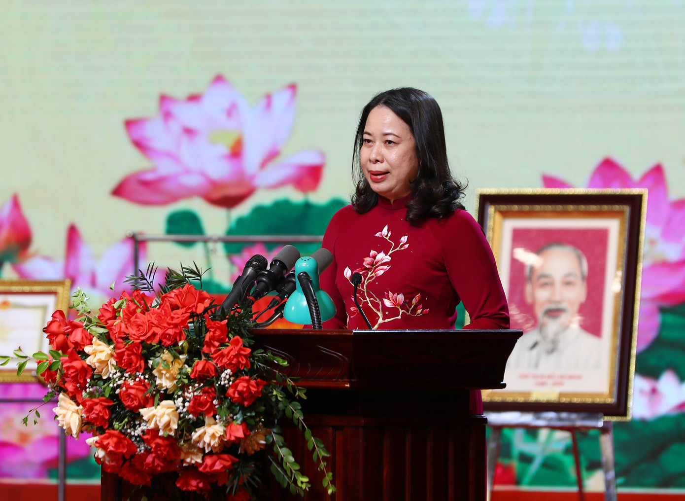 Quyền Chủ tịch nước Võ Thị Ánh Xuân phát biểu tại buổi lễ.