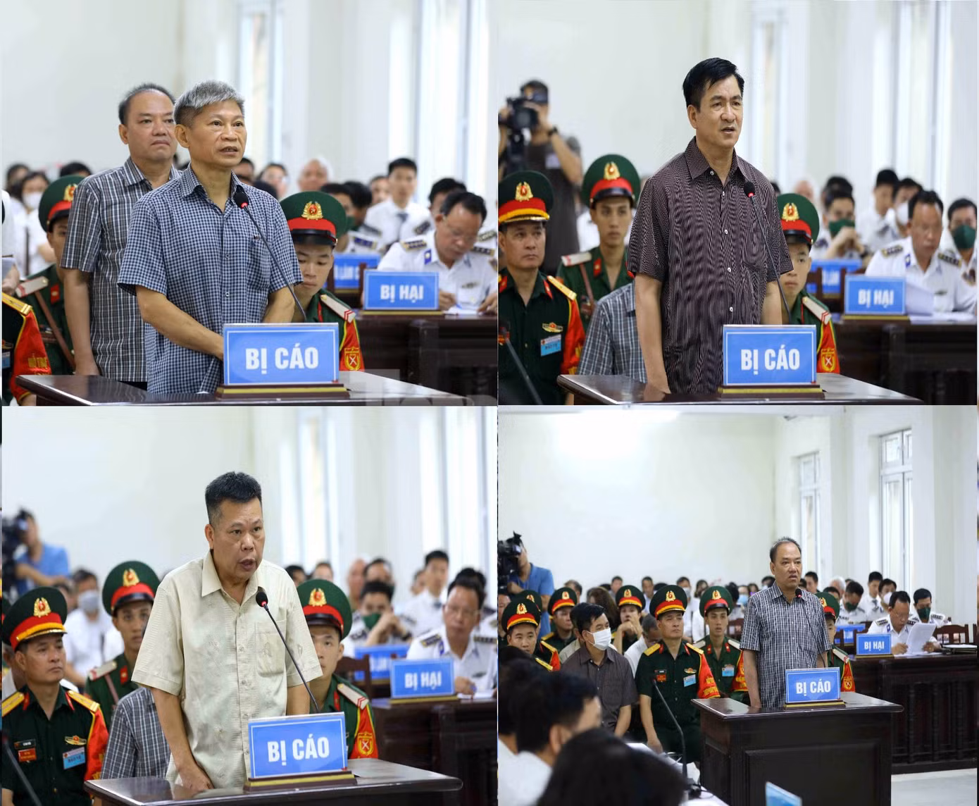Các bị cáo tại phiên tòa. Các bị cáo tại phiên tòa.
