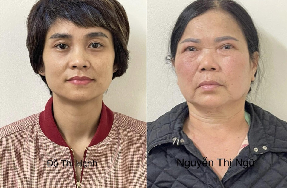 Bị can Đỗ Thị Hạnh và Nguyễn Thị Ngữ.