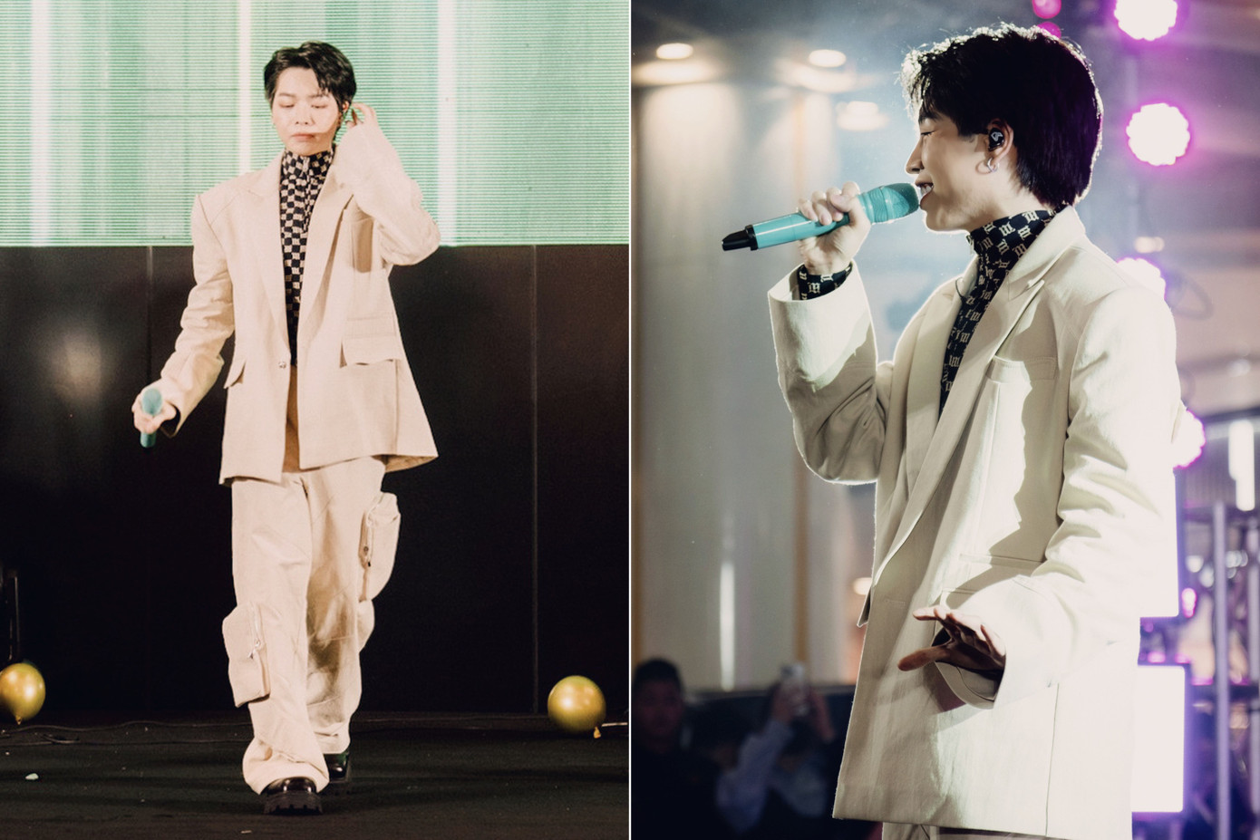 Đức Phúc cũng chọn bộ vét này, kết hợp cùng áo cổ lọ tạo nên nét thanh lịch nhưng rất hiện đại và khác biệt. Đức Phúc cũng chọn bộ vét này, kết hợp cùng áo cổ lọ tạo nên nét thanh lịch nhưng rất hiện đại và khác biệt.