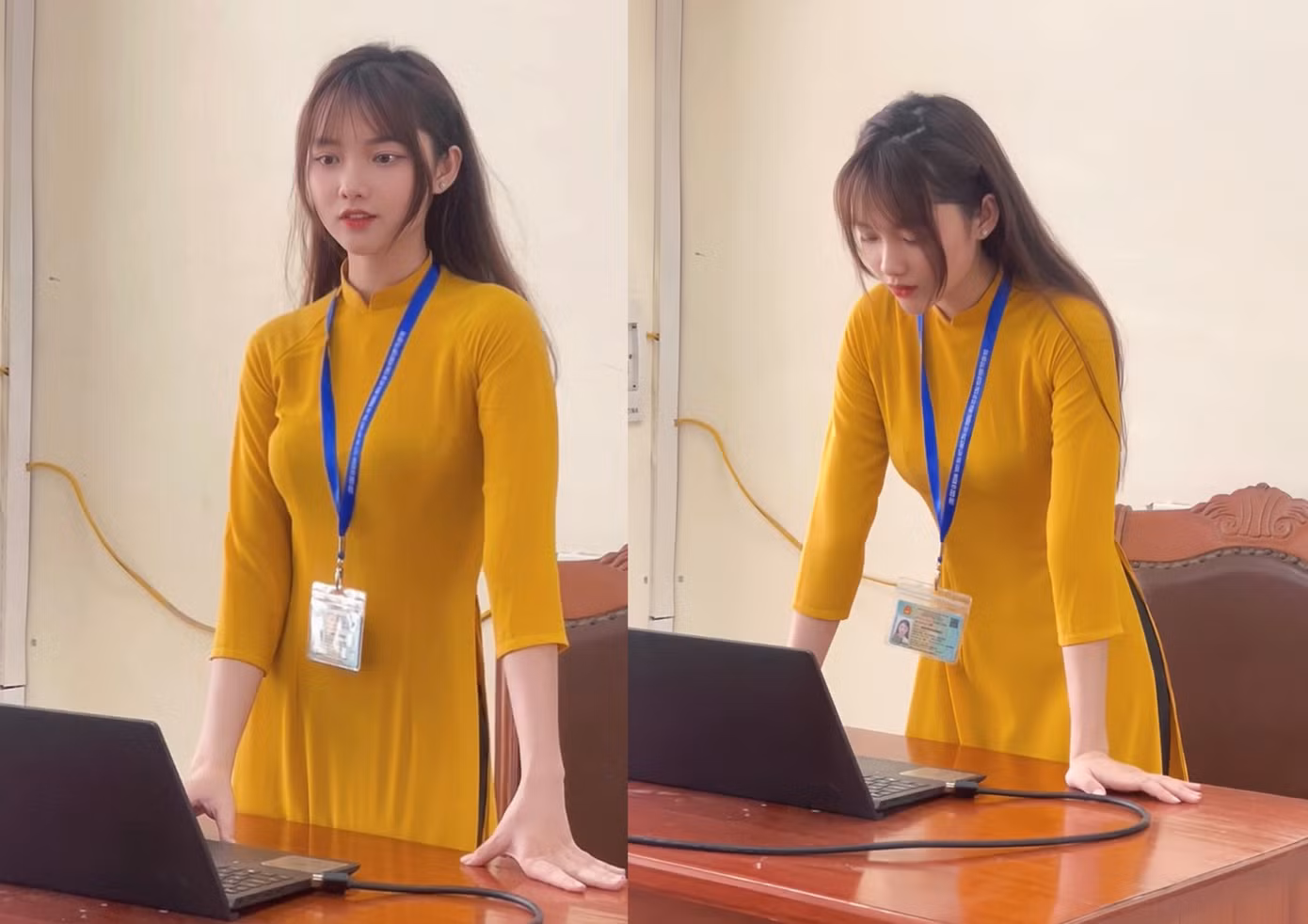 Hình ảnh Hồng Nhung trong kỳ thực tập thu hút sự quan tâm từ cộng đồng mạng