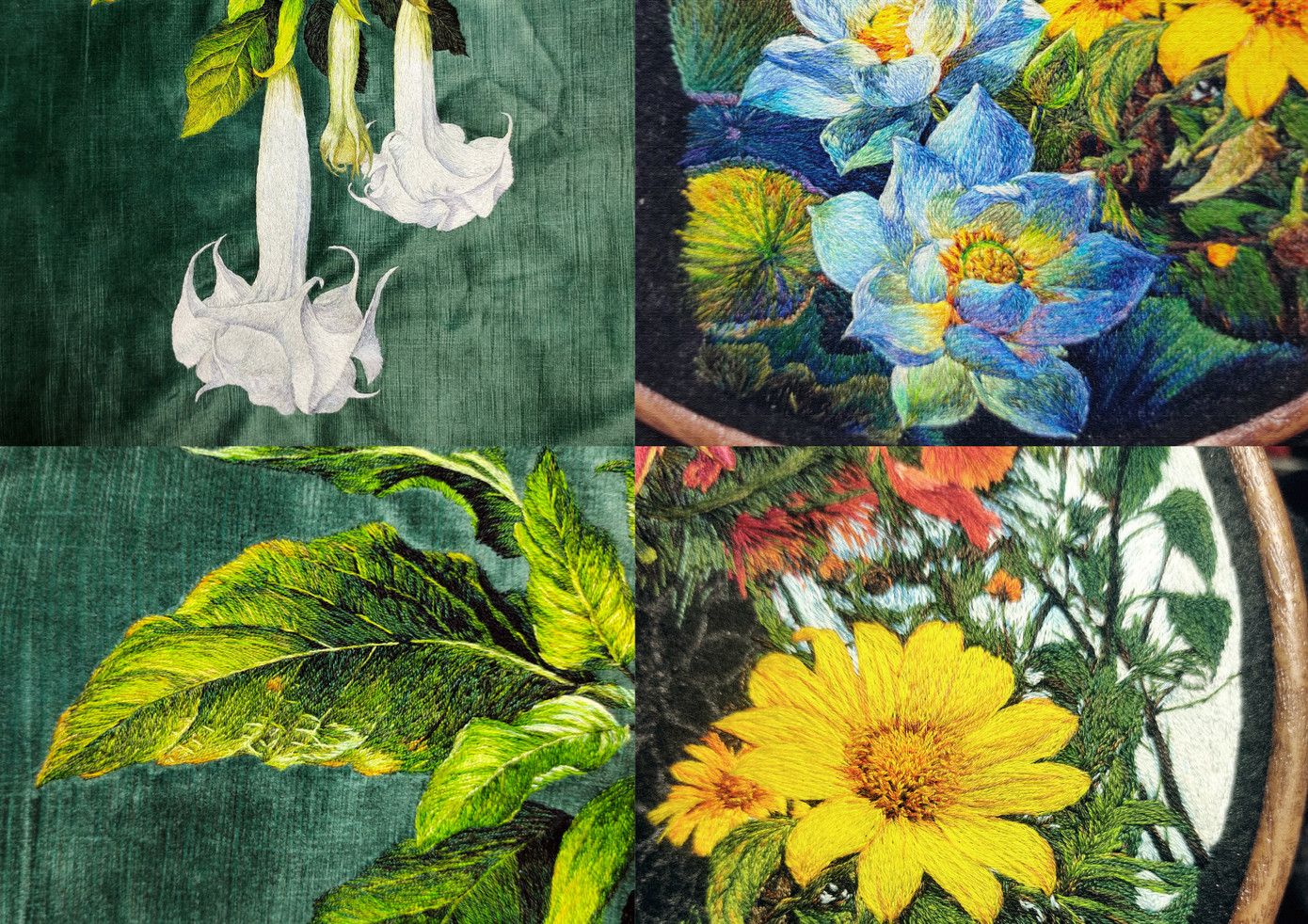 Hoa, lá, cảnh đẹp thiên nhiên... giúp Khiêm có thêm cảm hứng sáng tạo tranh thêu tay.