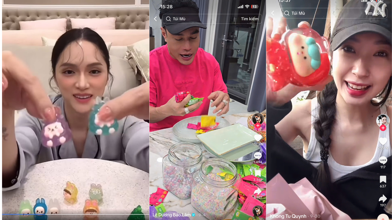 Nhiều sao nổi tiếng cũng “rần rần” chơi trò 'xé túi mù'. Ảnh: Chụp màn hình. Nhiều sao nổi tiếng cũng “rần rần” chơi trò 'xé túi mù'. Ảnh: Chụp màn hình.