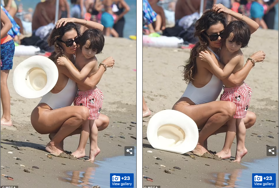 Eva Longoria liên tục chăm sóc con trai nhưng không thấy bóng dáng của ông xã José Bastón bên cạnh.