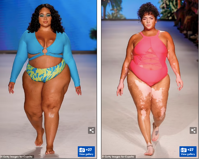 Hai nàng béo Phaith Montoya ( trái) và Yaya Sinai (phải) cũng xuất hiện trên đường băng.