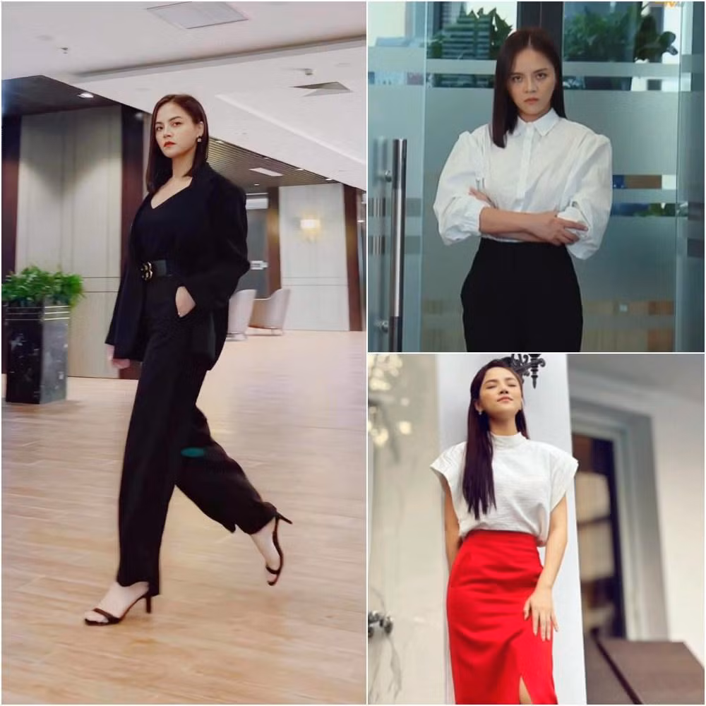 Thu Quỳnh biến tấu các item khiến những bộ đồ công sở trở nên thanh lịch và nữ tính.