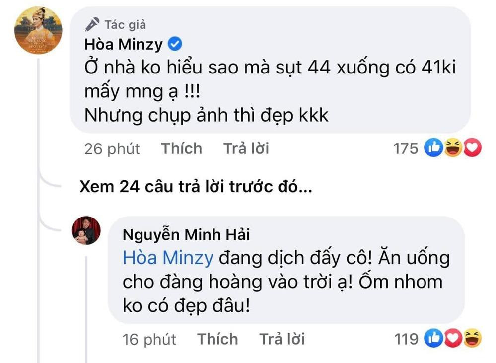 Hòa Minzy vừa than ở nhà mùa dịch xuống cân, Minh Hải đã vào mắng yêu. Hòa Minzy vừa than ở nhà mùa dịch xuống cân, Minh Hải đã vào mắng yêu.
