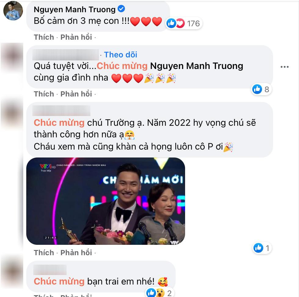 Người hâm mộ gửi lời chúc cho Mạnh Trường dưới bài đăng của bà xã Lan Phương.