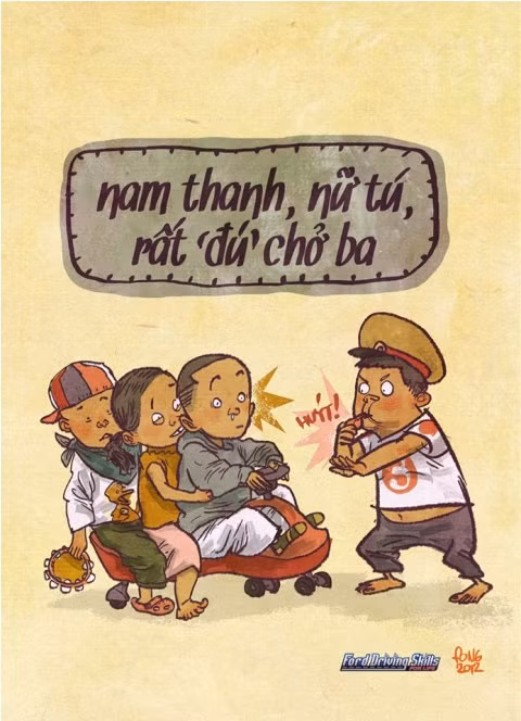 Vi phạm luật giao thông khi chở 3 người bằng xe máy. Vi phạm luật giao thông khi chở 3 người bằng xe máy