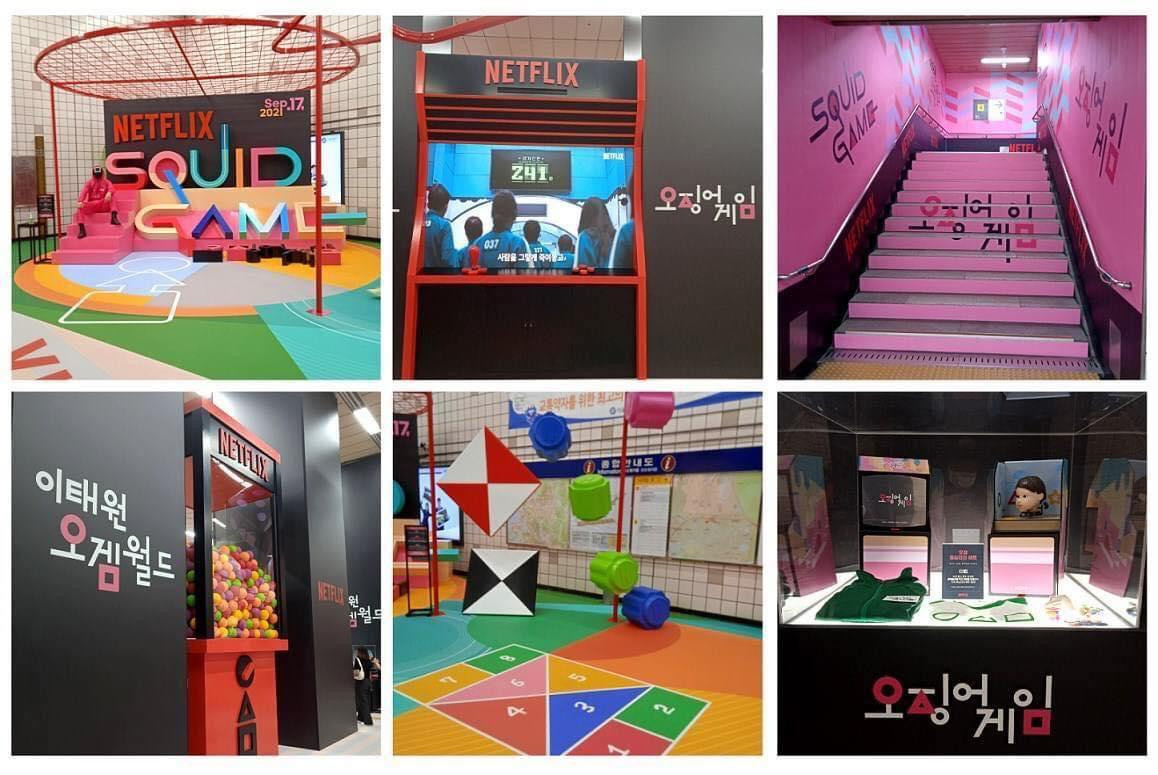 Phía trong khu trò chơi, các mô hình của Squid Game cũng thu hút đông đảo khách tham quan.