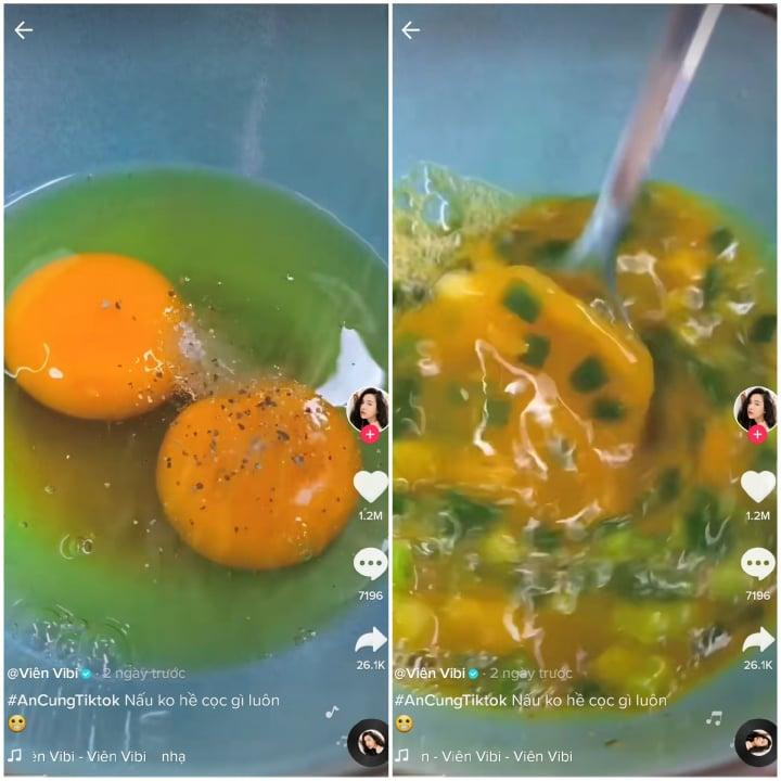Gia vị cho thêm vào trứng là một ít đường, hạt tiêu, nước mắm rồi khuấy đều lên với hành lá.