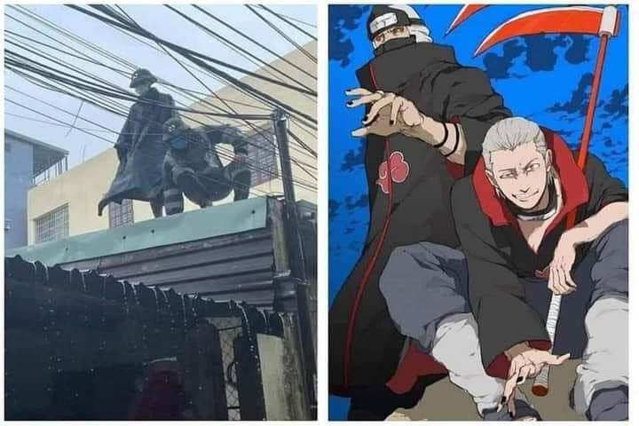 Bức ảnh khiến nhiều fan không khỏi liên tưởng đến hai nhân vật Hidan và Kakuzu trong "Naruto". (Ảnh: Huy Quốc Dương) Bức ảnh khiến nhiều fan không khỏi liên tưởng đến hai nhân vật Hidan và Kakuzu trong "Naruto". (Ảnh: Huy Quốc Dương)