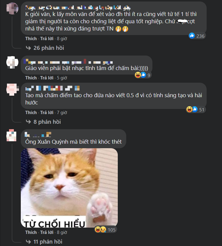 Bình luận của netizen trước những lỗi sai dở khóc dở cười của thí sinh. Bình luận của netizen trước những lỗi sai dở khóc dở cười của thí sinh.