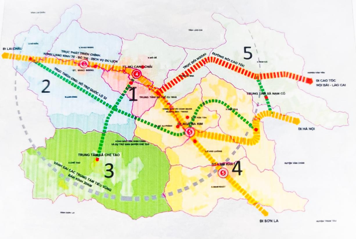 Đồ án quy hoạch 5 tiểu vùng Mù Cang Chải cùng các trục giao thông trọng điểm.
