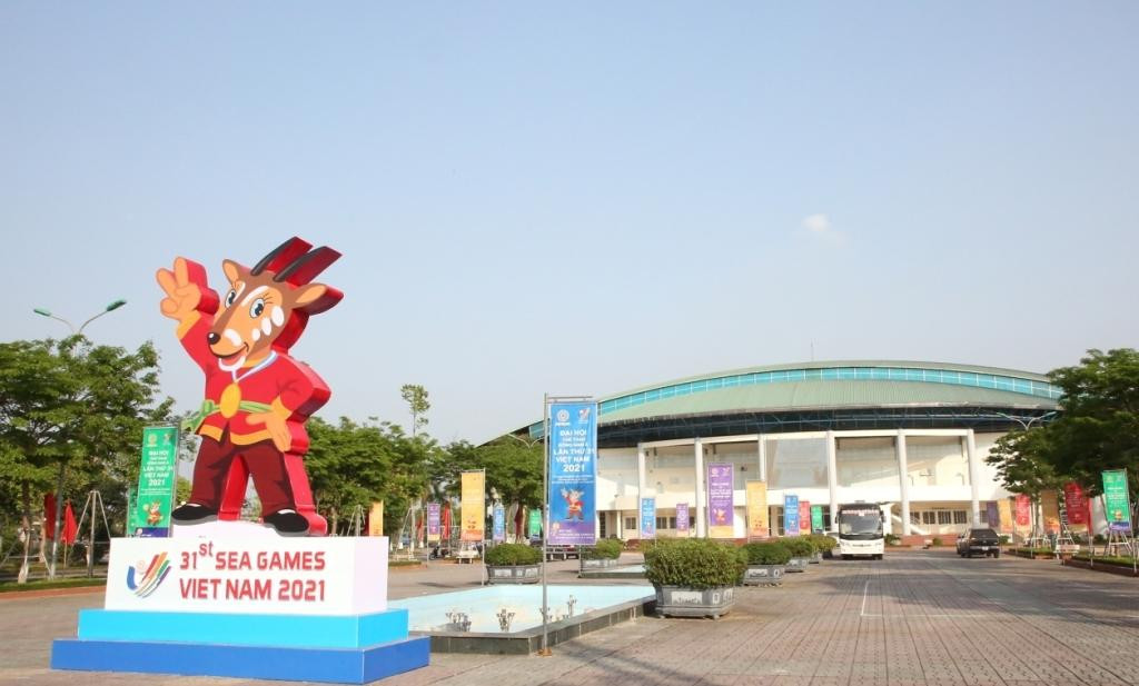 Trong ảnh là Nhà thi đấu đa năng tỉnh Bắc Ninh - địa điểm thi đấu môn Boxing và Kickboxing.