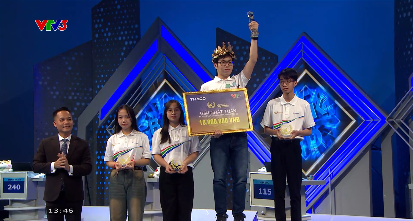 Với 240 điểm, nam sinh PTNK mang chiến thắng đầu tiên về cho trường và TP.HCM tại Olympia năm thứ 25.