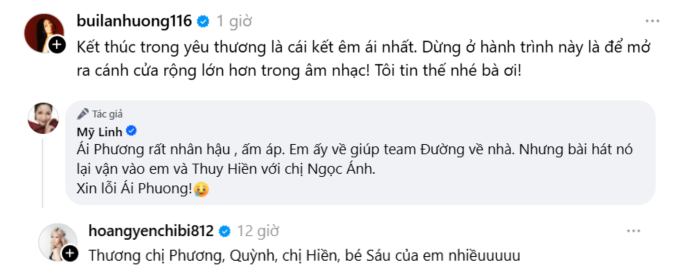 Các Chị Đẹp gửi lời yêu thương đến Ái Phương. Các Chị Đẹp gửi lời yêu thương đến Ái Phương.