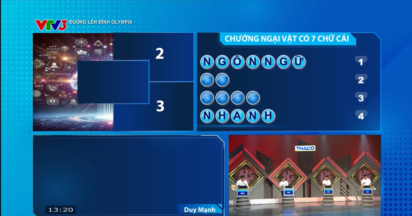 Hai nam sinh dừng chân tại phần thi Vượt chướng ngại vật vì câu trả lời chưa chính xác. Hai nam sinh dừng chân tại phần thi Vượt chướng ngại vật vì câu trả lời chưa chính xác.