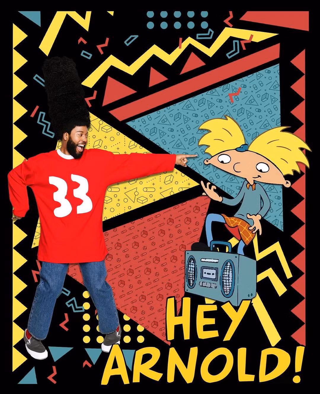 Khalid hóa trang thành nhân vật Gerald từ bộ phim Hey Arnold!. Khalid hóa trang thành nhân vật Gerald từ bộ phim Hey Arnold!.