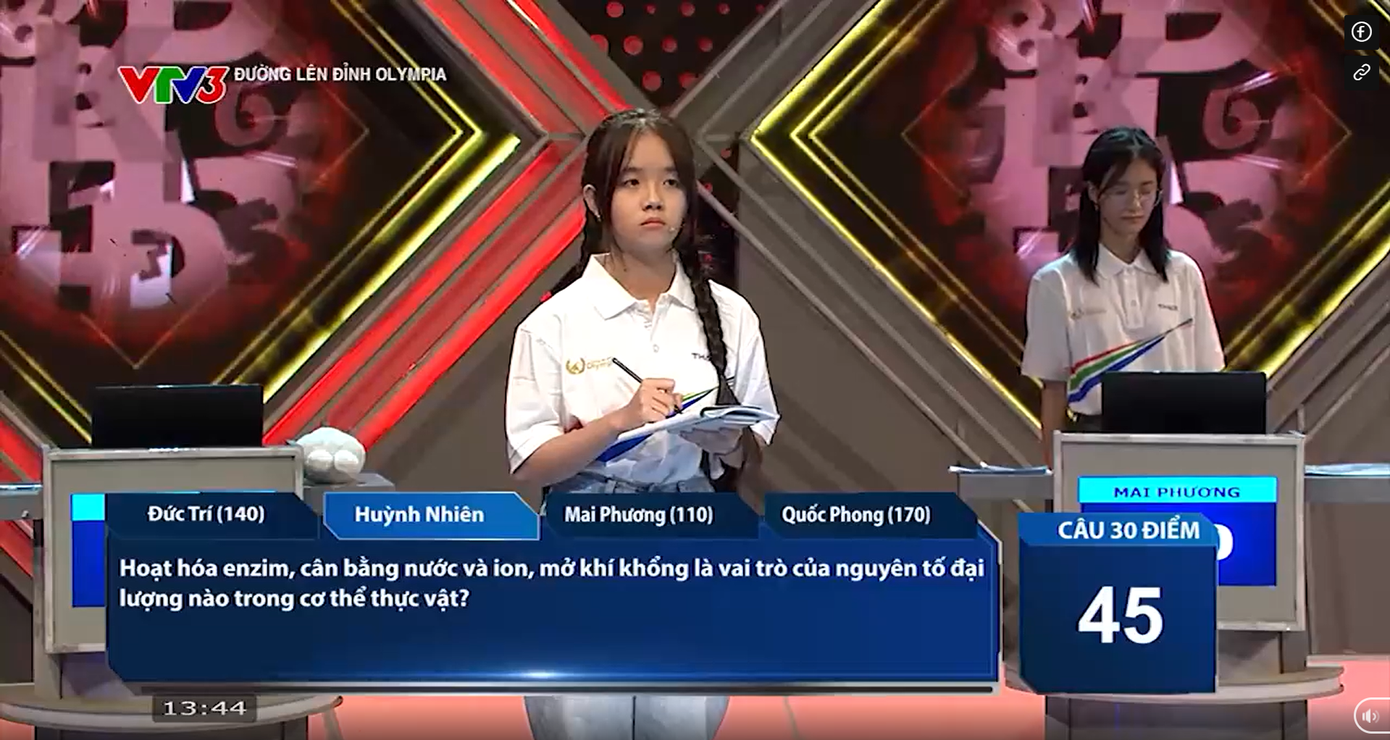 Huỳnh Nhiên thi đấu xuất sắc tới tận câu hỏi cuối cùng. Huỳnh Nhiên thi đấu xuất sắc tới tận câu hỏi cuối cùng.