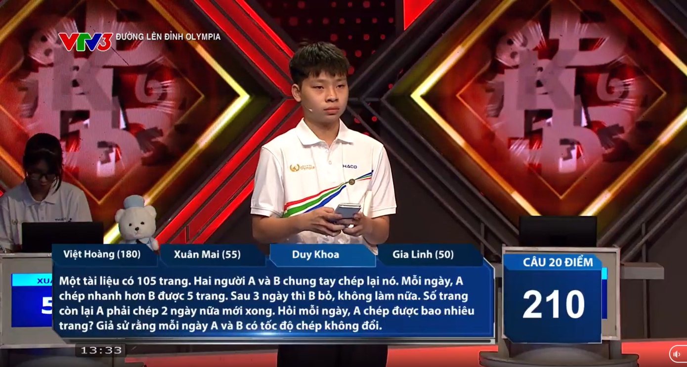 Duy Khoa giành trọn vẹn số điểm ở phần thi Về đích của mình. Duy Khoa giành trọn vẹn số điểm ở phần thi Về đích của mình.