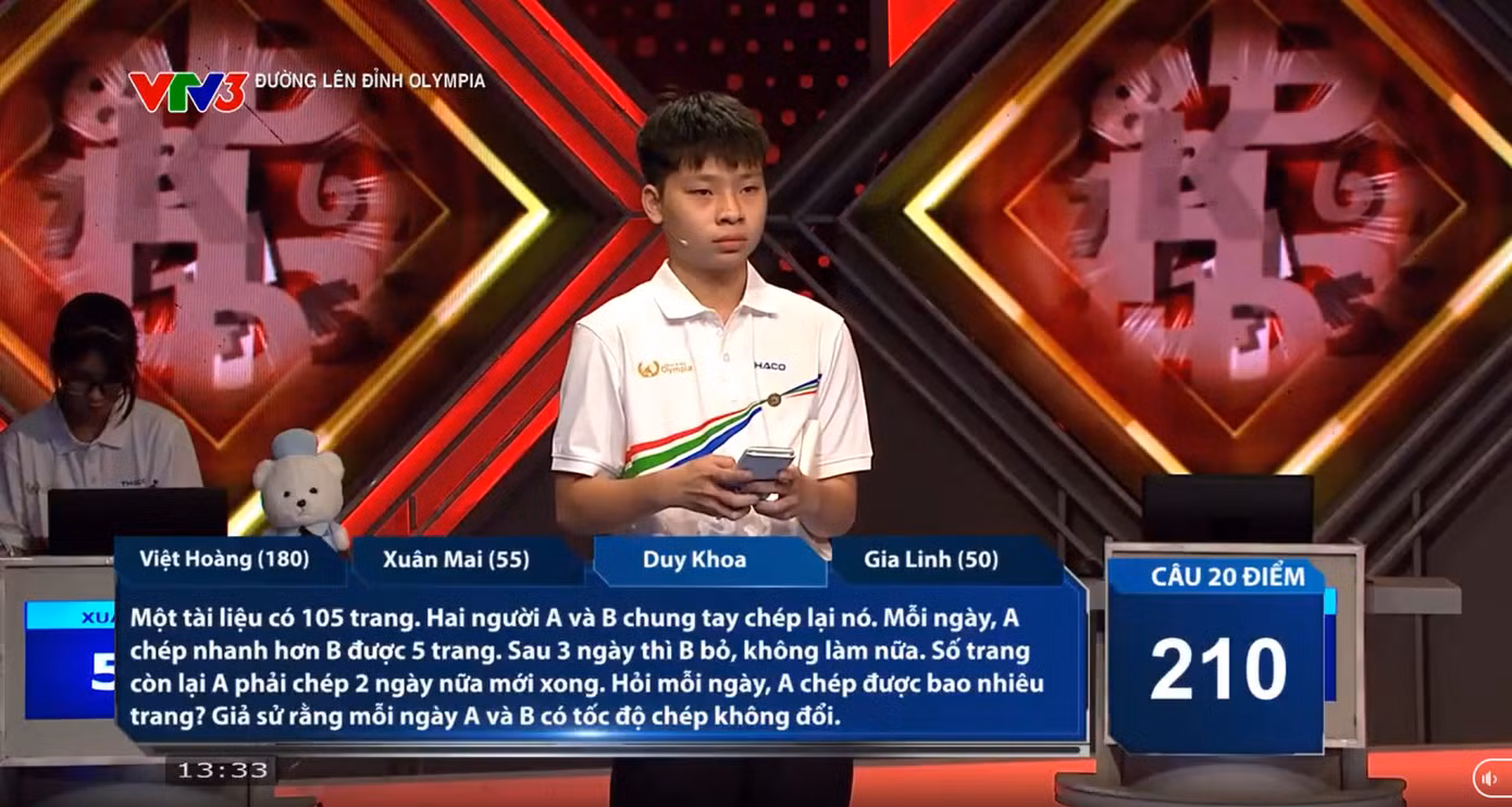 Duy Khoa giành trọn vẹn số điểm ở phần thi Về đích của mình.