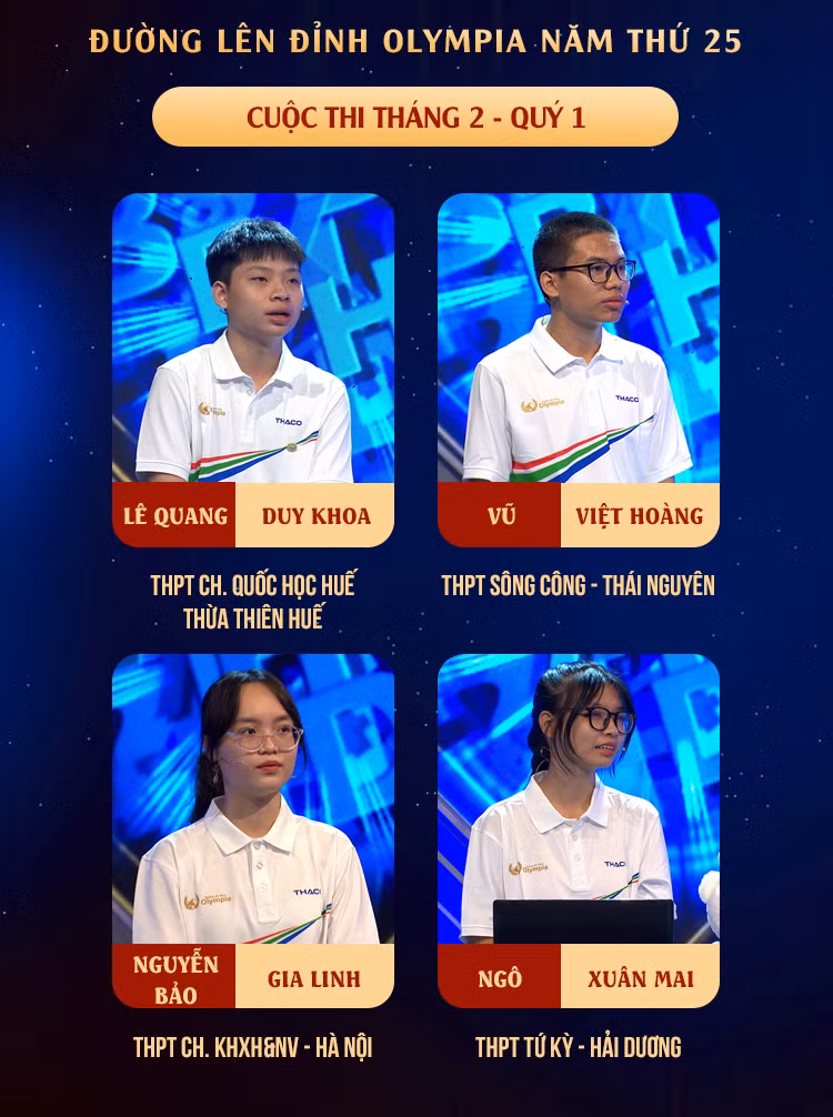 Cuộc chiến diễn ra giữa bốn thí sinh tài năng. Nguồn: Fanpage Đường Lên Đỉnh Olympia.