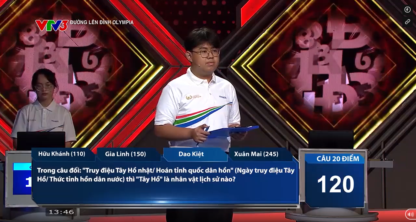 Dao Kiệt nỗ lực cho phần thi Về đích. Dao Kiệt nỗ lực cho phần thi Về đích.