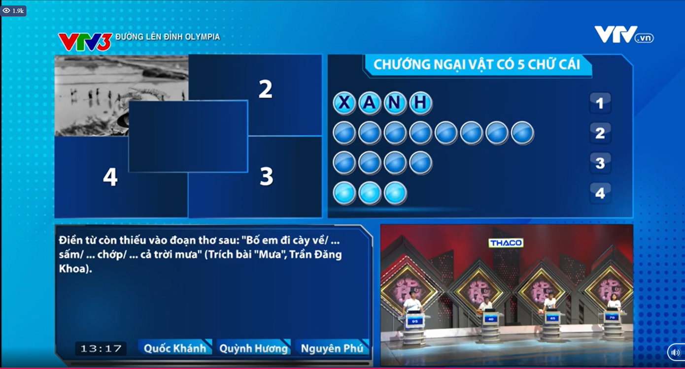 Tuy nhiên, Quỳnh Hương mới là người trả lời chính xác phần thi Vượt chướng ngại vật. Tuy nhiên, Quỳnh Hương mới là người trả lời chính xác phần thi Vượt chướng ngại vật.