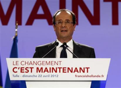 Nhà lãnh đạo đảng Xã Hội Francois Hollande phát biểu sau khi kết quả bầu cử được công bố. Ảnh: Reuters. Nhà lãnh đạo đảng Xã Hội Francois Holland phát biểu sau khi kết quả bầu cử được công bố. Ảnh: Reuters