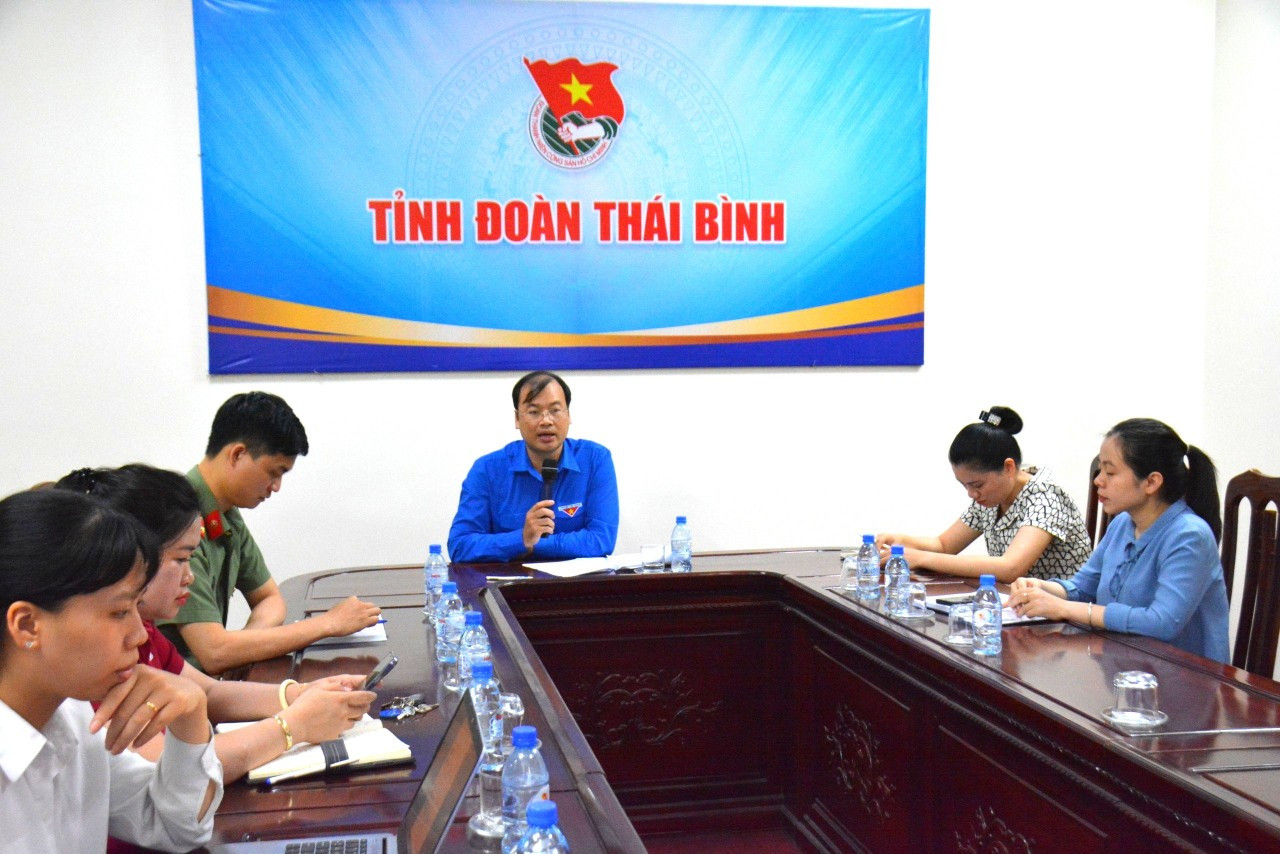 Anh Thiệu Minh Quỳnh - Bí thư Tỉnh Đoàn Thái Bình chủ trì hội nghị trực tuyến phát động chương trình tình nguyện trực tuyến “Ngôi nhà số cho em”