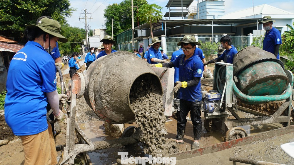 Thanh niên tình nguyện thực hiện công trình, phần việc thanh niên trong Chiến dịch Mùa hè xanh tại Đồng Tháp. Ảnh: Hoà Hội