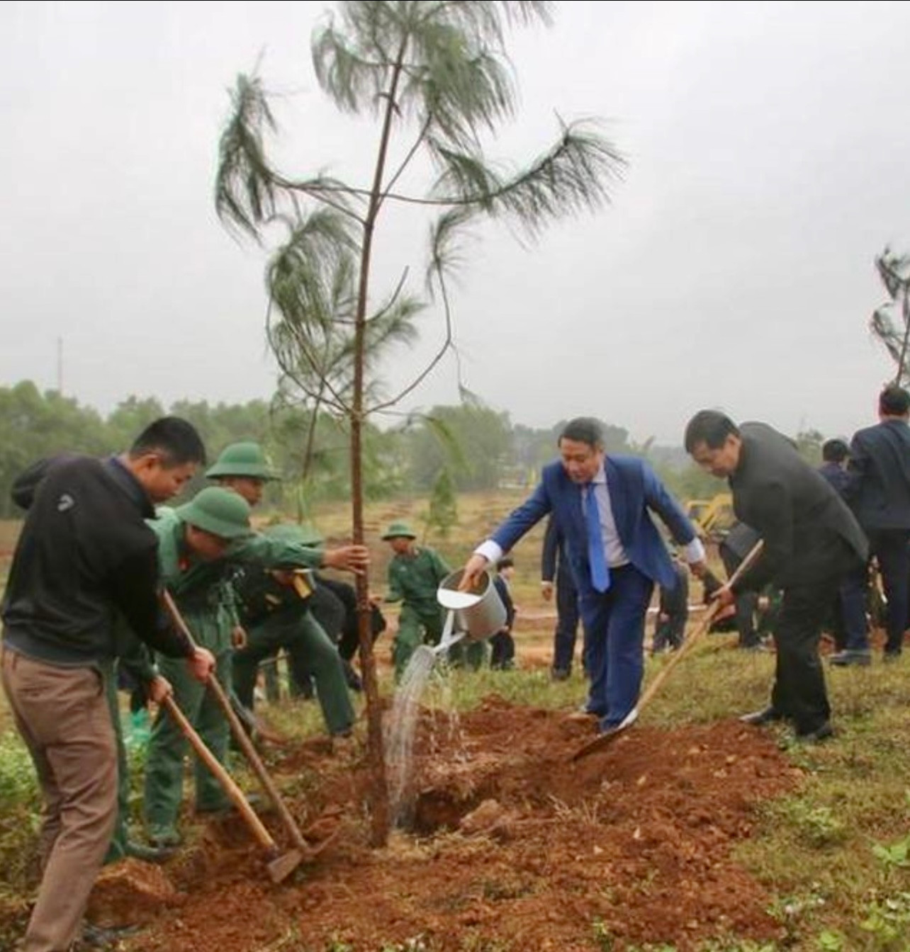 Lãnh đạo tỉnh Quảng Trị trồng cây đầu Xuân Quý Mão. Ảnh: Đức Đăng