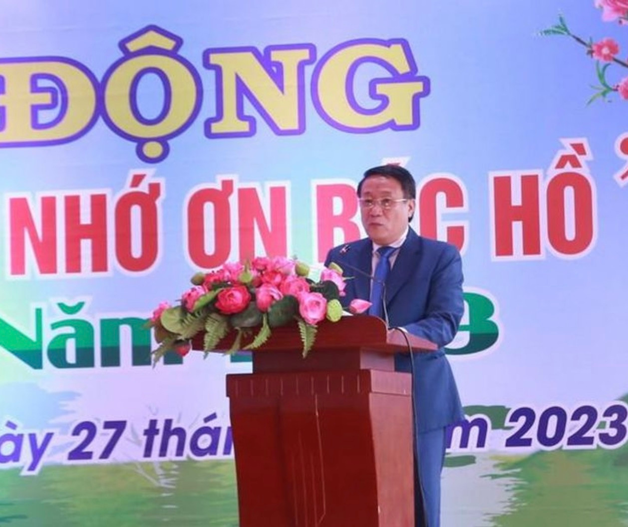 Phó Chủ tịch Thường trực UBND tỉnh Quảng Trị Hà Sỹ Đồng nhấn mạnh ý nghĩa to lớn của việc trồng cây.