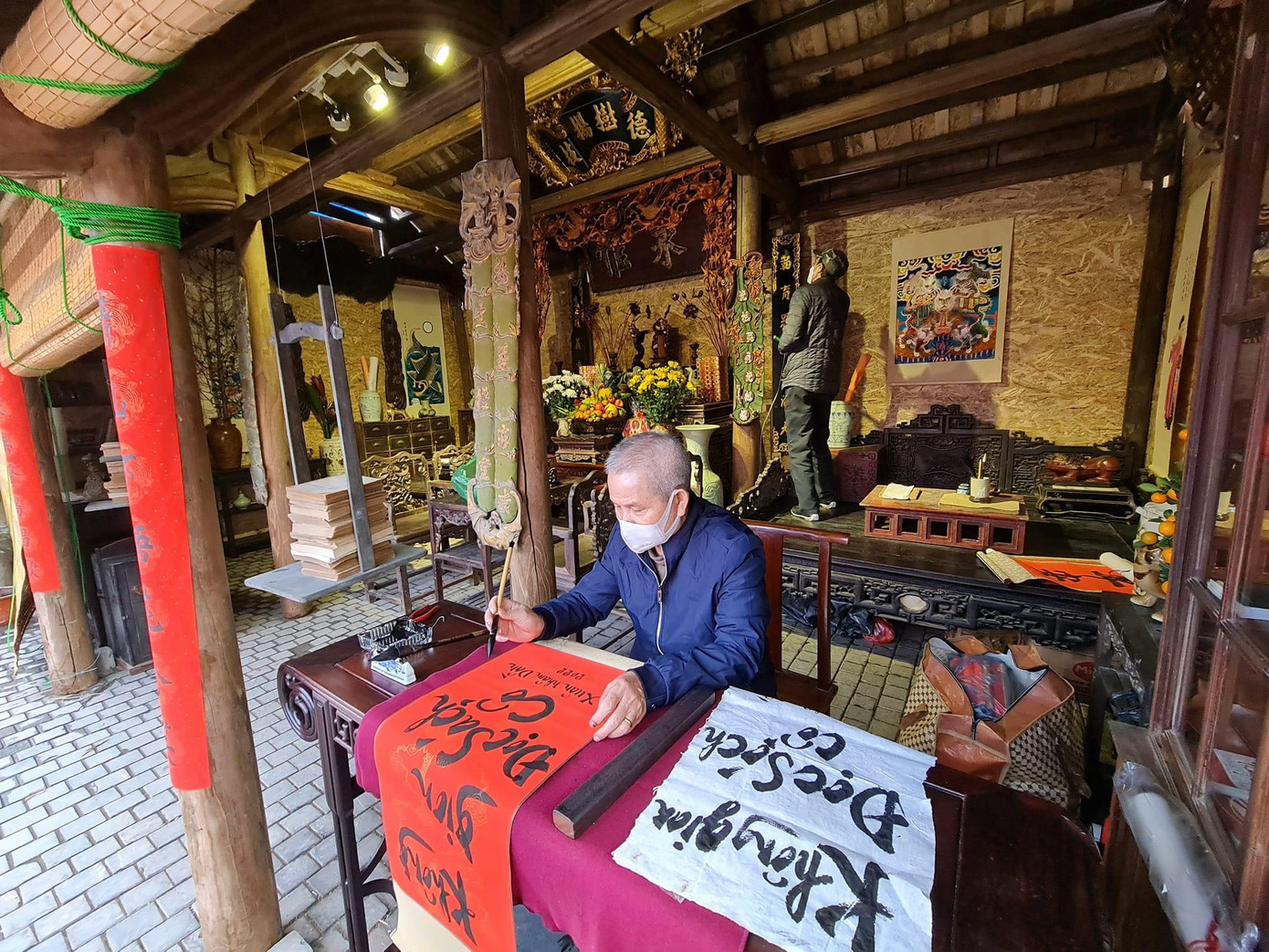 Không gian thư pháp được thiết kế kiểu nhà truyền thống Việt Nam Không gian thư pháp được thiết kế kiểu nhà truyền thống Việt Nam