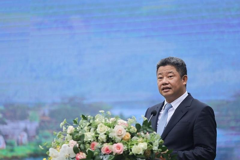 Phó Chủ tịch UBND thành phố Hà Nội Nguyễn Mạnh Quyền phát biểu tại Lễ Khai trương du lịch Ba Vì