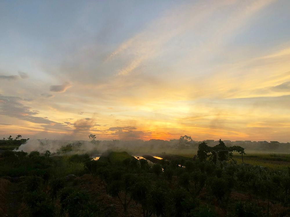 Khói mù trời tại khu vực gần chợ hoa Mê Linh