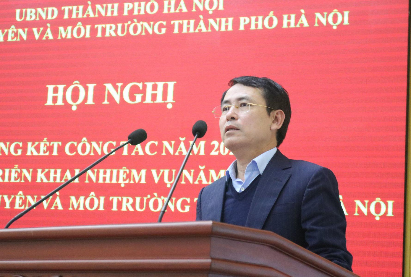 Phó Chủ tịch UBND thành phố Nguyễn Trọng Đông phát biểu chỉ đạo tại hội nghị. Ảnh: Thanh Tùng