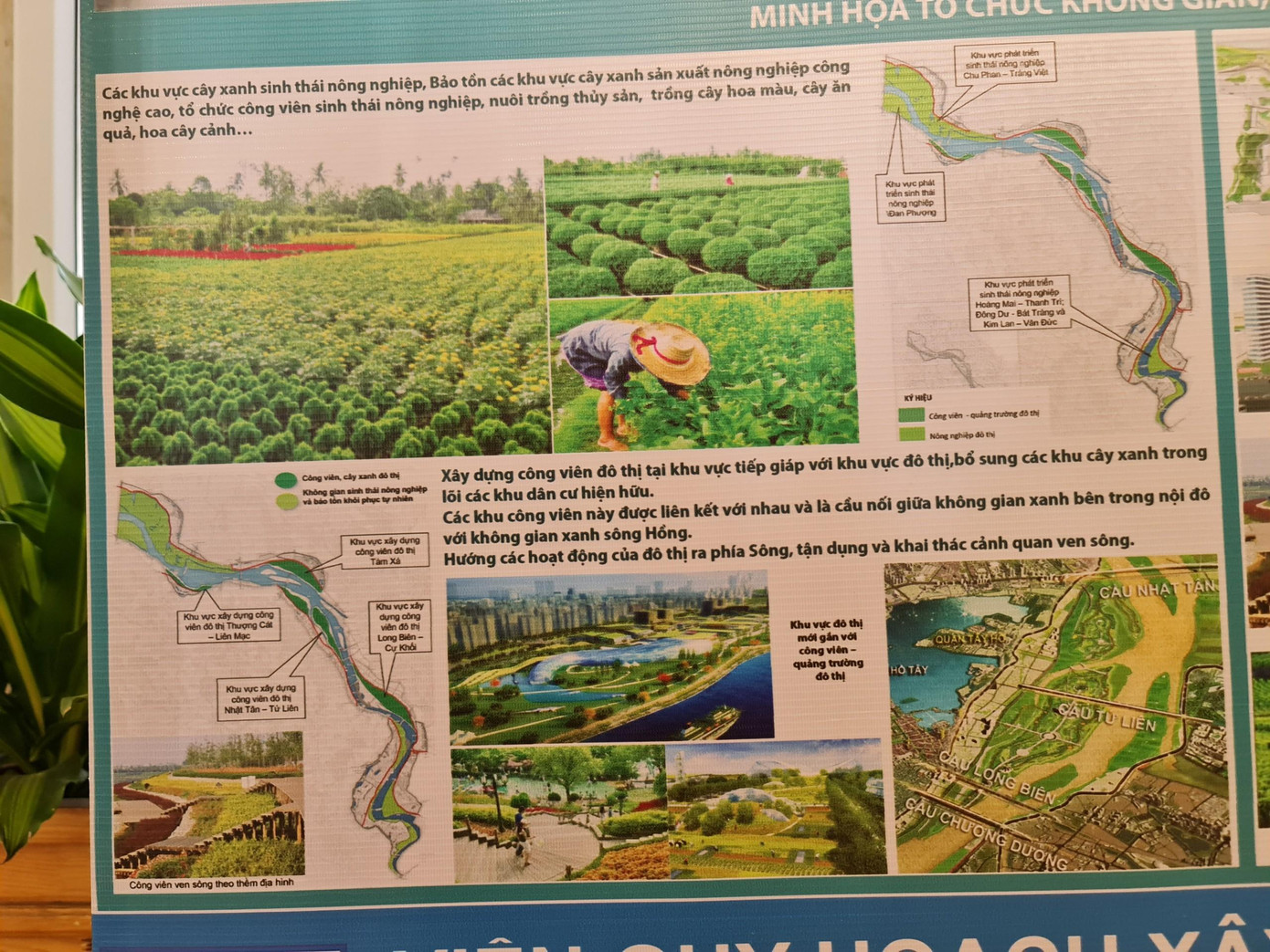 Quy hoạch cũng xác định các khu vực xây dựng công viên, vườn hoa tạo cảnh quan cho khu vực đô thị dọc khu vực sông Hồng, sông Đuống