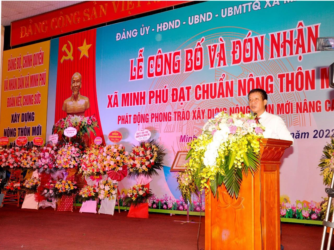 Chủ tịch UBND huyện Sóc Sơn Phạm Văn Minh phát biểu tại buổi lễ Chủ tịch UBND huyện Sóc Sơn Phạm Văn Minh phát biểu tại buổi lễ