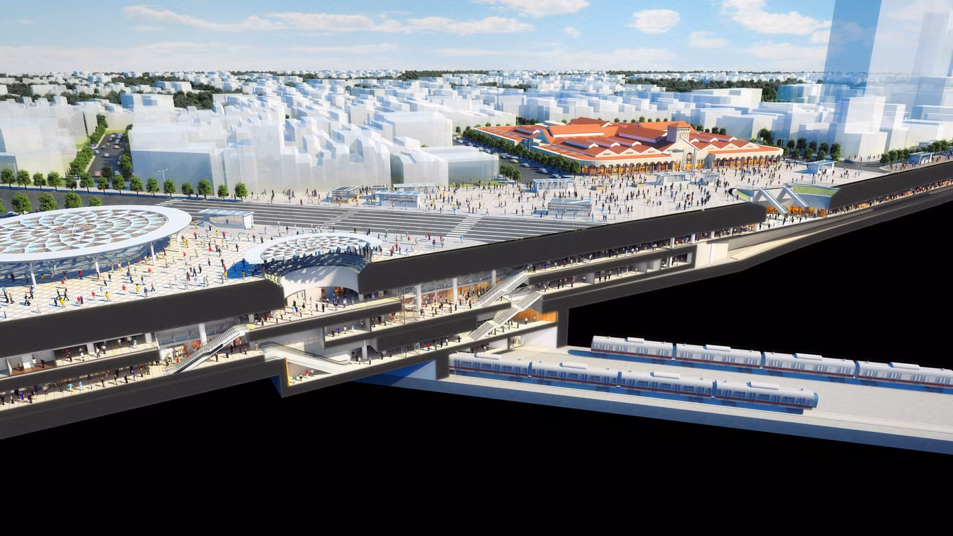 Đây là ga trung tâm của hệ thống metro TPHCM sẽ kết nối với các tuyến metro khác hình thành trong tương lai (tuyến metro số 2, số 3A và số 4). Ảnh phối cảnh: MAUR