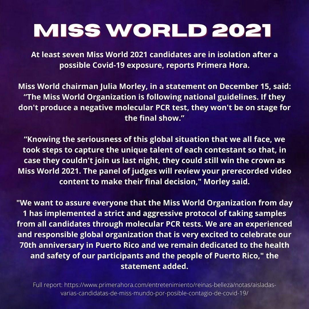 Thông báo của bà Julia Morley về sự việc. Thông báo của bà Julia Morley về sự việc.