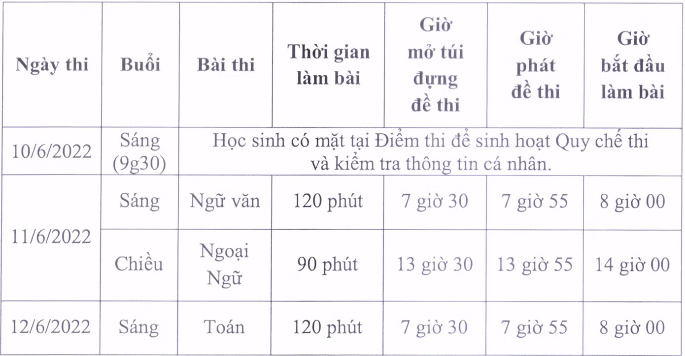 Lịch thi Tuyển sinh lớp 10 tại TP.HCM. Ảnh: Sở GD&ĐT TP.HCM Lịch thi Tuyển sinh lớp 10 tại TP.HCM. Ảnh: Sở GD&ĐT TP.HCM