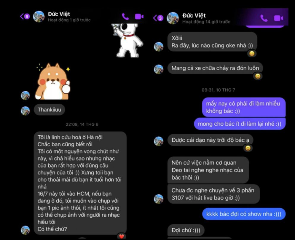 Có thể thấy, ngoài những lúc làm nhiệm vụ, Thượng úy Việt còn là một người hài hước và vô cùng dũng cảm. Ảnh: FBNV.